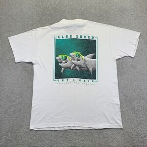 Vintage 1991 Lifeforms T Shirt XL White Shark Graphic Club Shred Single Stitch